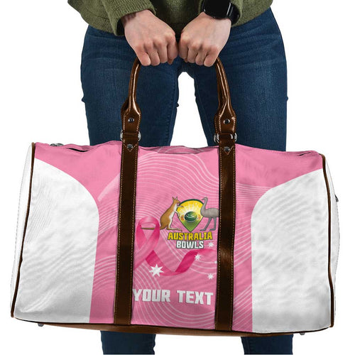 Custom Bowls Australia Breast Cancer Travel Bag Pink Ribbon Aussie Map With Kangaroo Emu - Aussie Hoodie