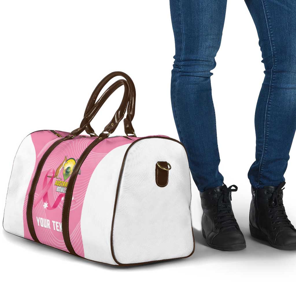 Custom Bowls Australia Breast Cancer Travel Bag Pink Ribbon Aussie Map With Kangaroo Emu - Aussie Hoodie