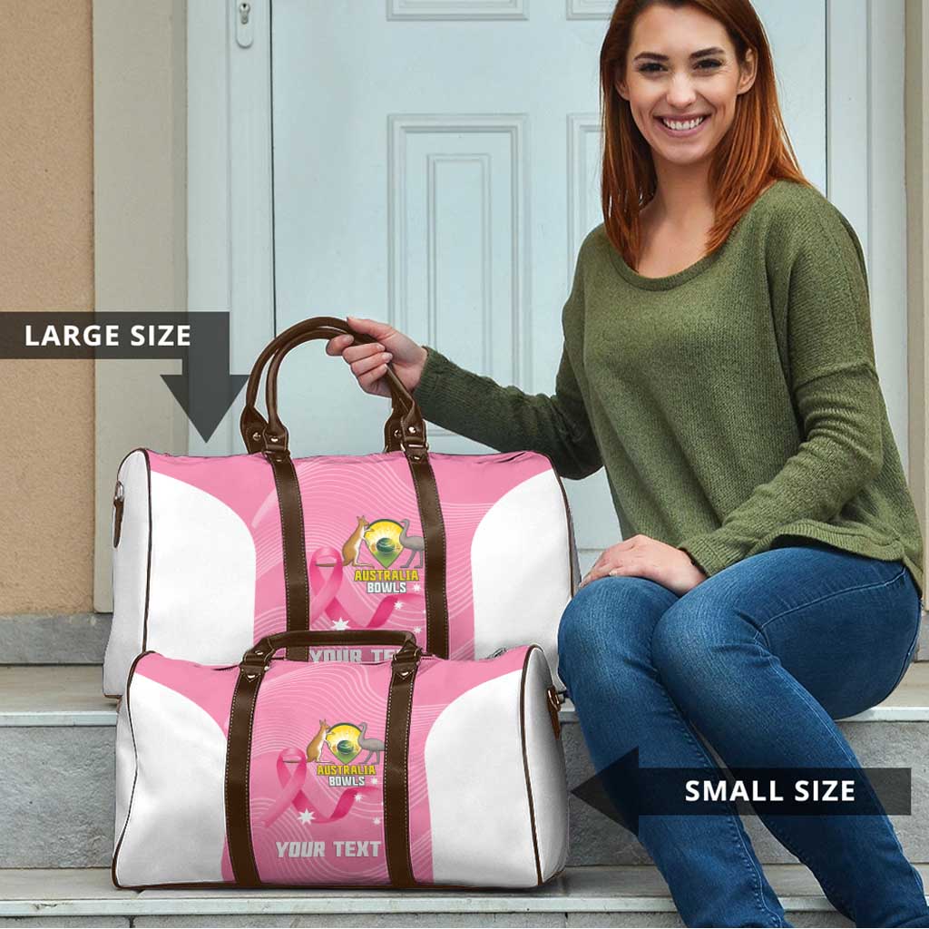 Custom Bowls Australia Breast Cancer Travel Bag Pink Ribbon Aussie Map With Kangaroo Emu - Aussie Hoodie
