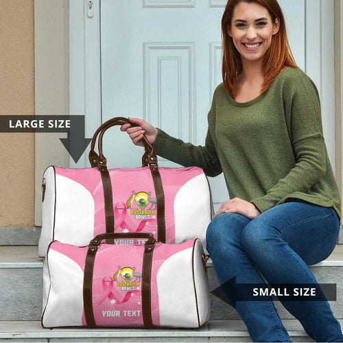 Custom Bowls Australia Breast Cancer Travel Bag Pink Ribbon Aussie Map With Kangaroo Emu - Aussie Hoodie