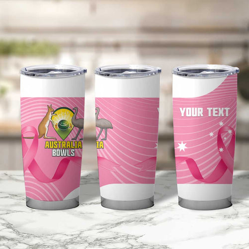 Custom Bowls Australia Breast Cancer Tumbler Cup Pink Ribbon Aussie Map With Kangaroo Emu - Aussie Hoodie