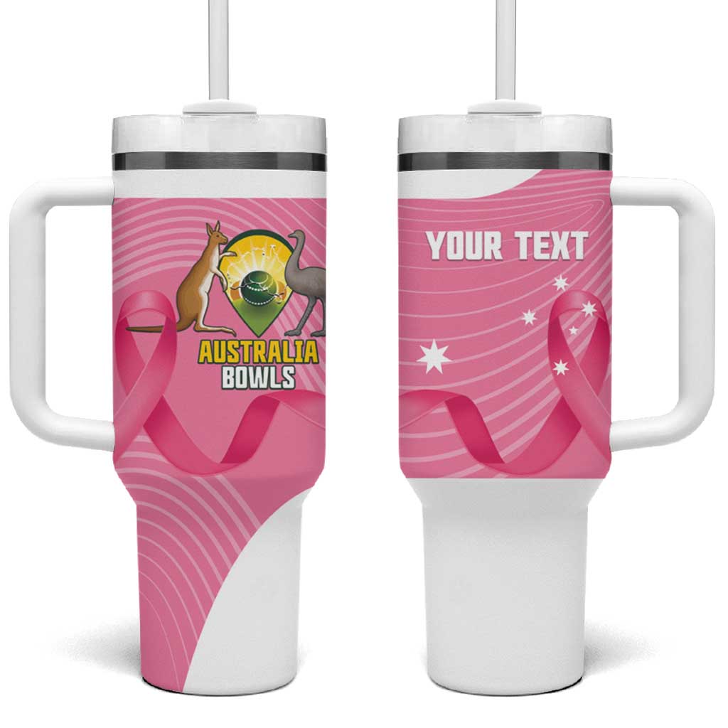 Custom Bowls Australia Breast Cancer Tumbler With Handle Pink Ribbon Aussie Map With Kangaroo Emu - Aussie Hoodie
