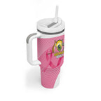 Custom Bowls Australia Breast Cancer Tumbler With Handle Pink Ribbon Aussie Map With Kangaroo Emu - Aussie Hoodie
