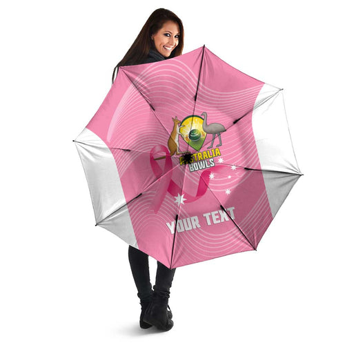 Custom Bowls Australia Breast Cancer Umbrella Pink Ribbon Aussie Map With Kangaroo Emu - Aussie Hoodie