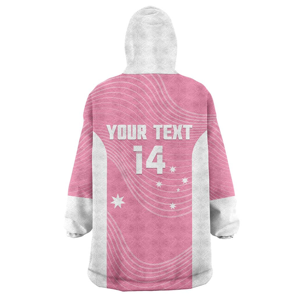 Custom Bowls Australia Breast Cancer Wearable Blanket Hoodie Pink Ribbon Aussie Map With Kangaroo Emu - Aussie Hoodie