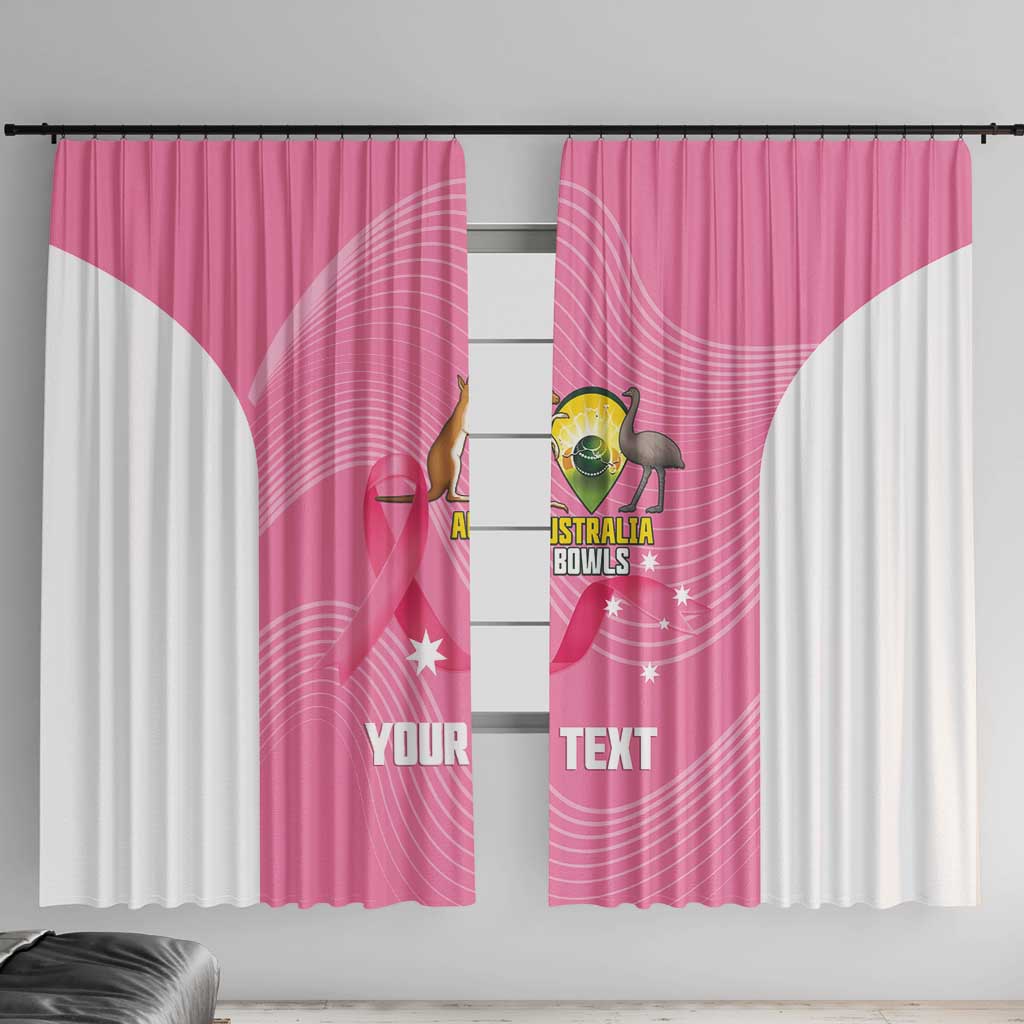 Custom Bowls Australia Breast Cancer Window Curtain Pink Ribbon Aussie Map With Kangaroo Emu - Aussie Hoodie