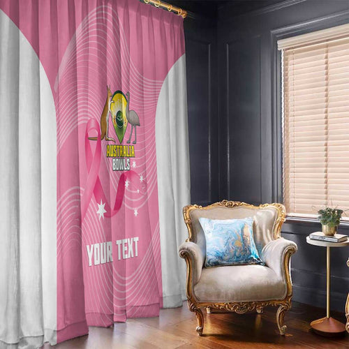 Custom Bowls Australia Breast Cancer Window Curtain Pink Ribbon Aussie Map With Kangaroo Emu - Aussie Hoodie