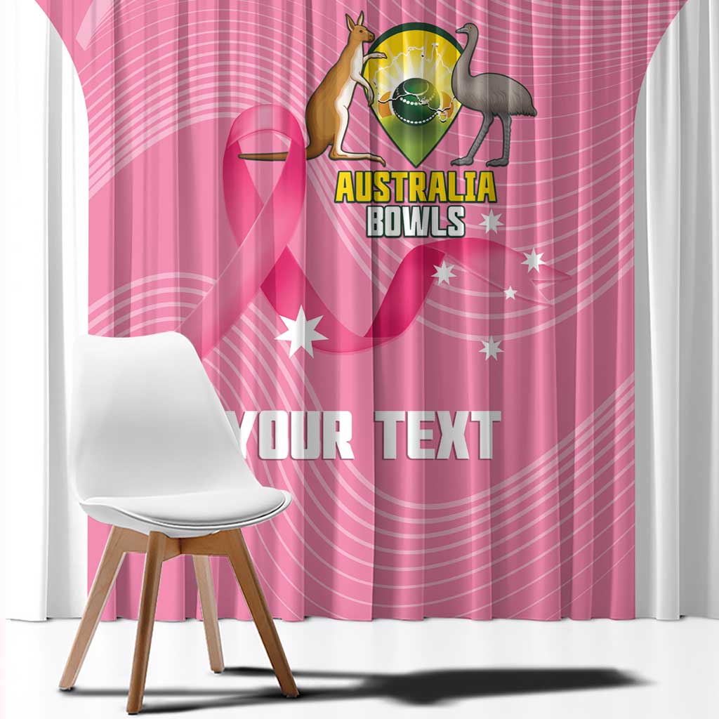 Custom Bowls Australia Breast Cancer Window Curtain Pink Ribbon Aussie Map With Kangaroo Emu - Aussie Hoodie