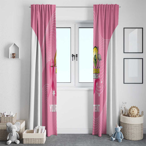 Custom Bowls Australia Breast Cancer Window Curtain Pink Ribbon Aussie Map With Kangaroo Emu - Aussie Hoodie