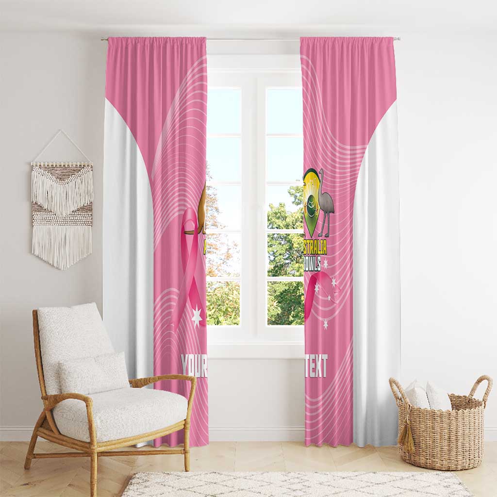 Custom Bowls Australia Breast Cancer Window Curtain Pink Ribbon Aussie Map With Kangaroo Emu - Aussie Hoodie