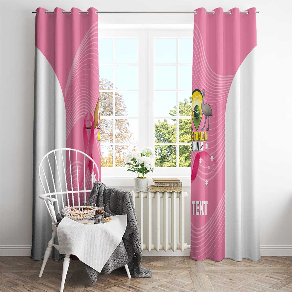 Custom Bowls Australia Breast Cancer Window Curtain Pink Ribbon Aussie Map With Kangaroo Emu - Aussie Hoodie