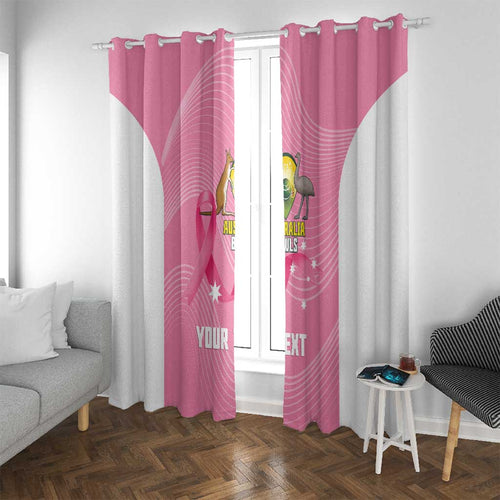 Custom Bowls Australia Breast Cancer Window Curtain Pink Ribbon Aussie Map With Kangaroo Emu - Aussie Hoodie