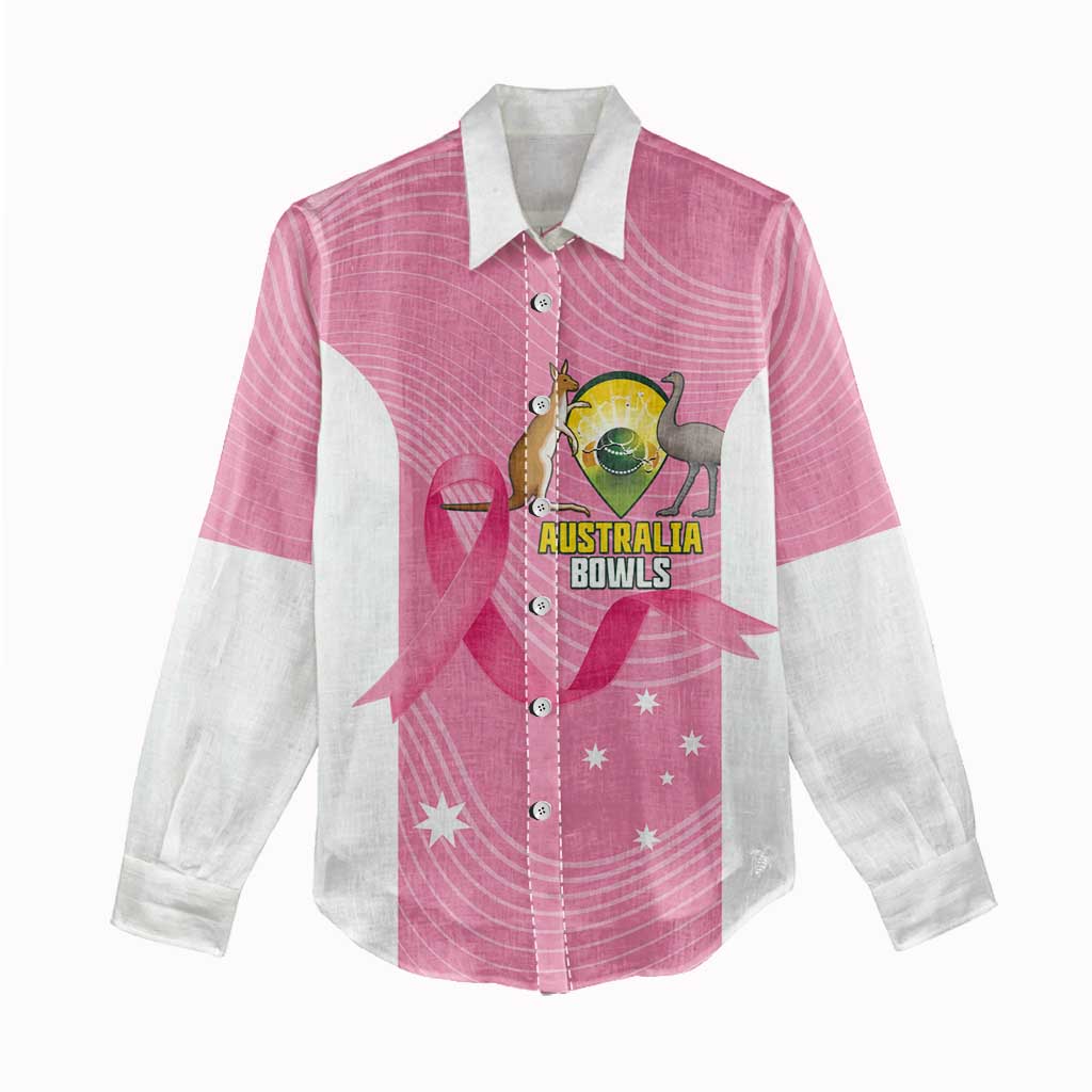 Custom Bowls Australia Breast Cancer Women Casual Shirt Pink Ribbon Aussie Map With Kangaroo Emu - Aussie Hoodie
