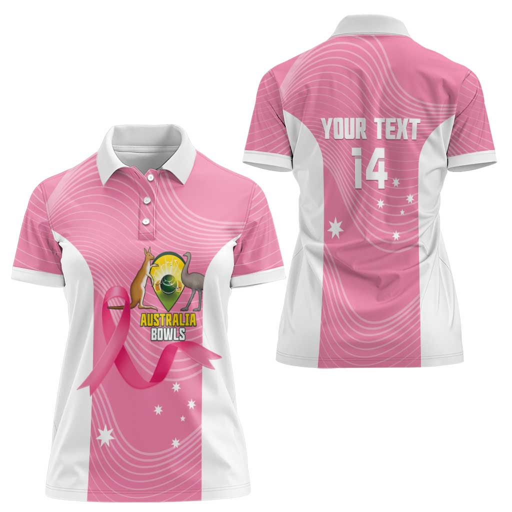 Custom Bowls Australia Breast Cancer Women Polo Shirt Pink Ribbon Aussie Map With Kangaroo Emu - Aussie Hoodie