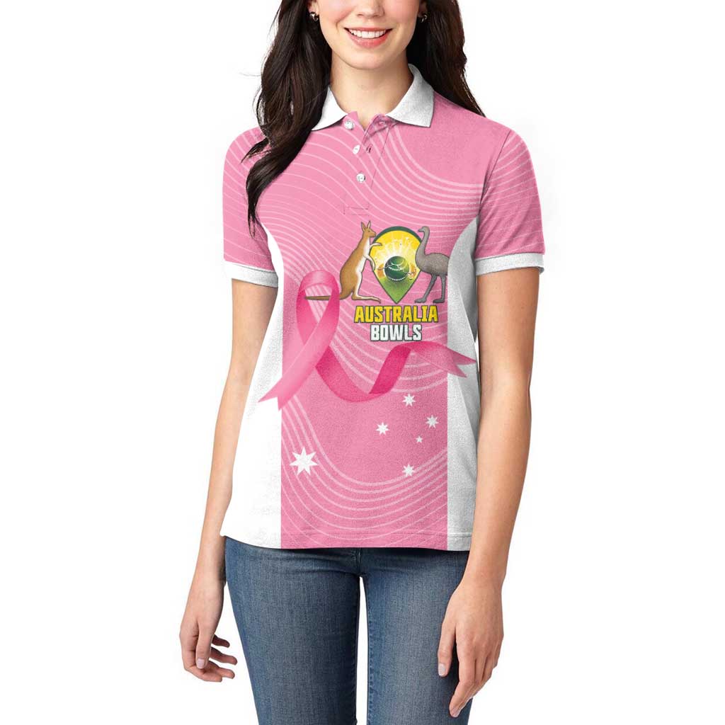 Custom Bowls Australia Breast Cancer Women Polo Shirt Pink Ribbon Aussie Map With Kangaroo Emu - Aussie Hoodie