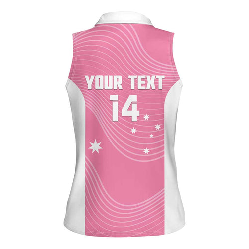 Custom Bowls Australia Breast Cancer Women Sleeveless Polo Shirt Pink Ribbon Aussie Map With Kangaroo Emu - Aussie Hoodie