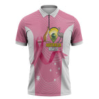 Custom Bowls Australia Breast Cancer Zipper Polo Shirt Pink Ribbon Aussie Map With Kangaroo Emu - Aussie Hoodie