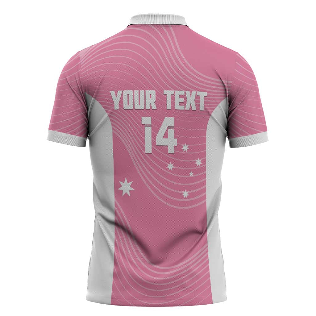Custom Bowls Australia Breast Cancer Zipper Polo Shirt Pink Ribbon Aussie Map With Kangaroo Emu - Aussie Hoodie