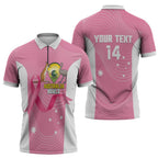 Custom Bowls Australia Breast Cancer Zipper Polo Shirt Pink Ribbon Aussie Map With Kangaroo Emu - Aussie Hoodie