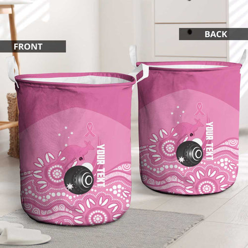 Custom Bowls Australia Breast Cancer Laundry Basket Pink Ribbon Kangaroo Aboriginal Art - Aussie Hoodie