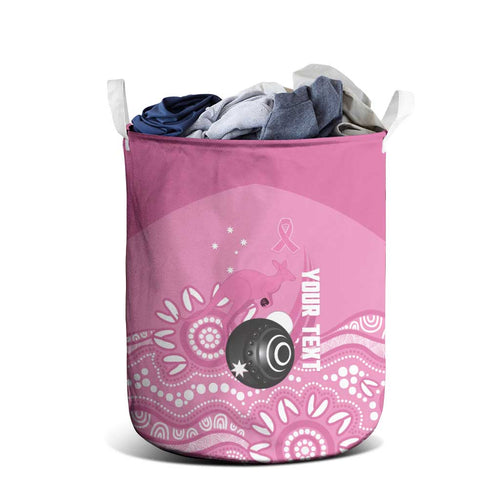 Custom Bowls Australia Breast Cancer Laundry Basket Pink Ribbon Kangaroo Aboriginal Art - Aussie Hoodie
