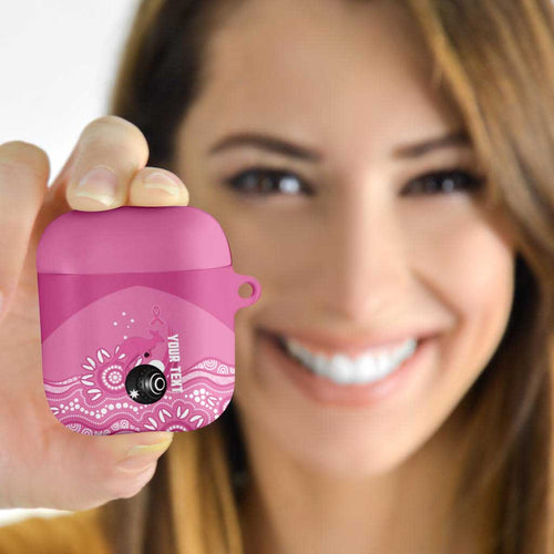 Custom Bowls Australia Breast Cancer AirPods Case Pink Ribbon Kangaroo Aboriginal Art - Aussie Hoodie
