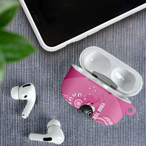 Custom Bowls Australia Breast Cancer AirPods Case Pink Ribbon Kangaroo Aboriginal Art - Aussie Hoodie
