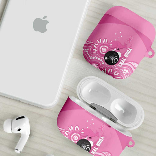 Custom Bowls Australia Breast Cancer AirPods Case Pink Ribbon Kangaroo Aboriginal Art - Aussie Hoodie