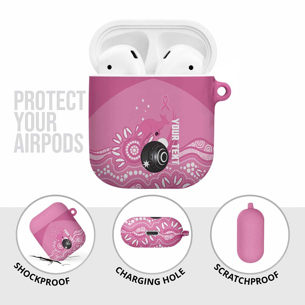Custom Bowls Australia Breast Cancer AirPods Case Pink Ribbon Kangaroo Aboriginal Art - Aussie Hoodie