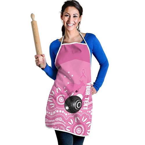 Custom Bowls Australia Breast Cancer Apron Pink Ribbon Kangaroo Aboriginal Art - Aussie Hoodie