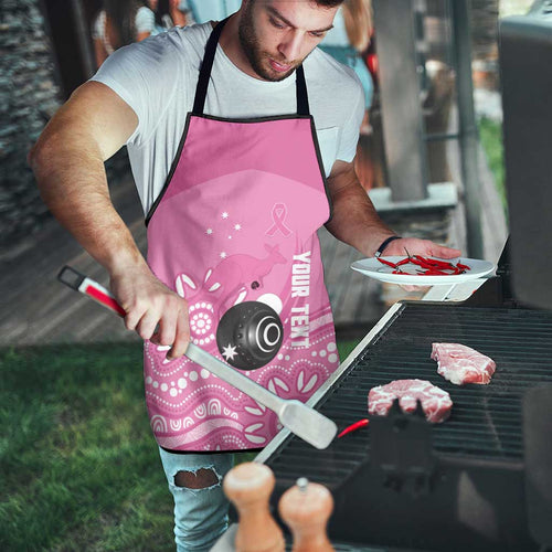 Custom Bowls Australia Breast Cancer Apron Pink Ribbon Kangaroo Aboriginal Art - Aussie Hoodie