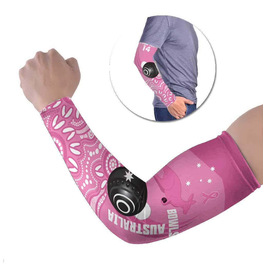 Custom Bowls Australia Breast Cancer Arm Sleeves Pink Ribbon Kangaroo Aboriginal Art - Aussie Hoodie