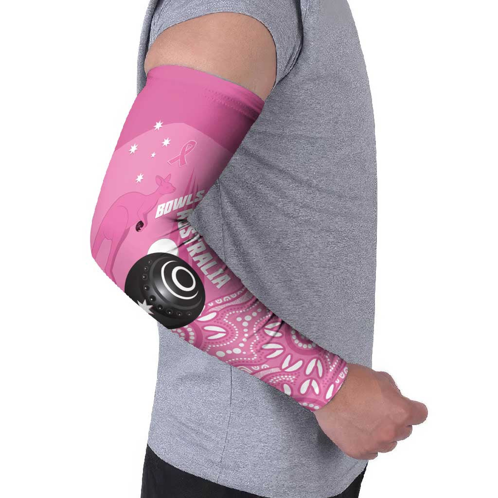 Custom Bowls Australia Breast Cancer Arm Sleeves Pink Ribbon Kangaroo Aboriginal Art - Aussie Hoodie