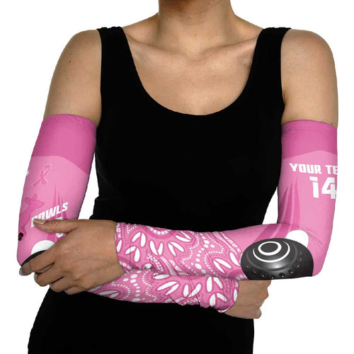 Custom Bowls Australia Breast Cancer Arm Sleeves Pink Ribbon Kangaroo Aboriginal Art - Aussie Hoodie