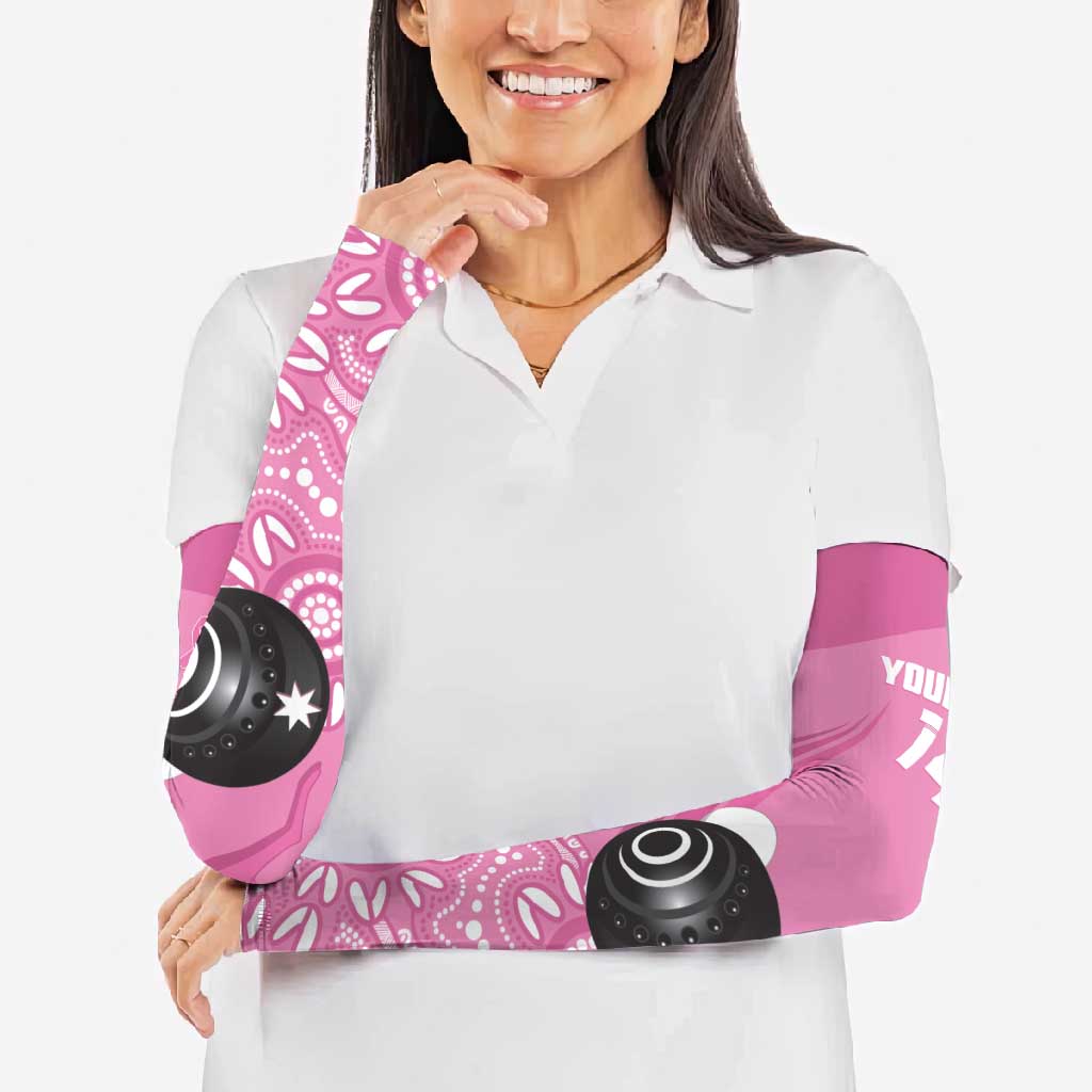 Custom Bowls Australia Breast Cancer Arm Sleeves Pink Ribbon Kangaroo Aboriginal Art - Aussie Hoodie