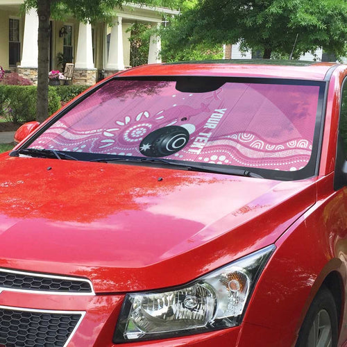 Custom Bowls Australia Breast Cancer Auto Sun Shade Pink Ribbon Kangaroo Aboriginal Art - Aussie Hoodie