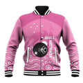 Custom Bowls Australia Breast Cancer Baseball Jacket Pink Ribbon Kangaroo Aboriginal Art - Aussie Hoodie