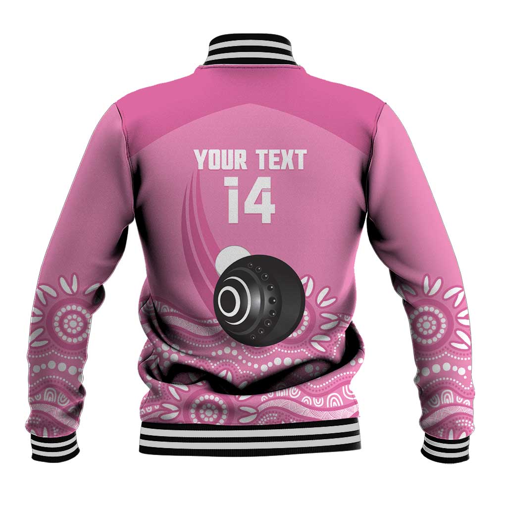 Custom Bowls Australia Breast Cancer Baseball Jacket Pink Ribbon Kangaroo Aboriginal Art - Aussie Hoodie
