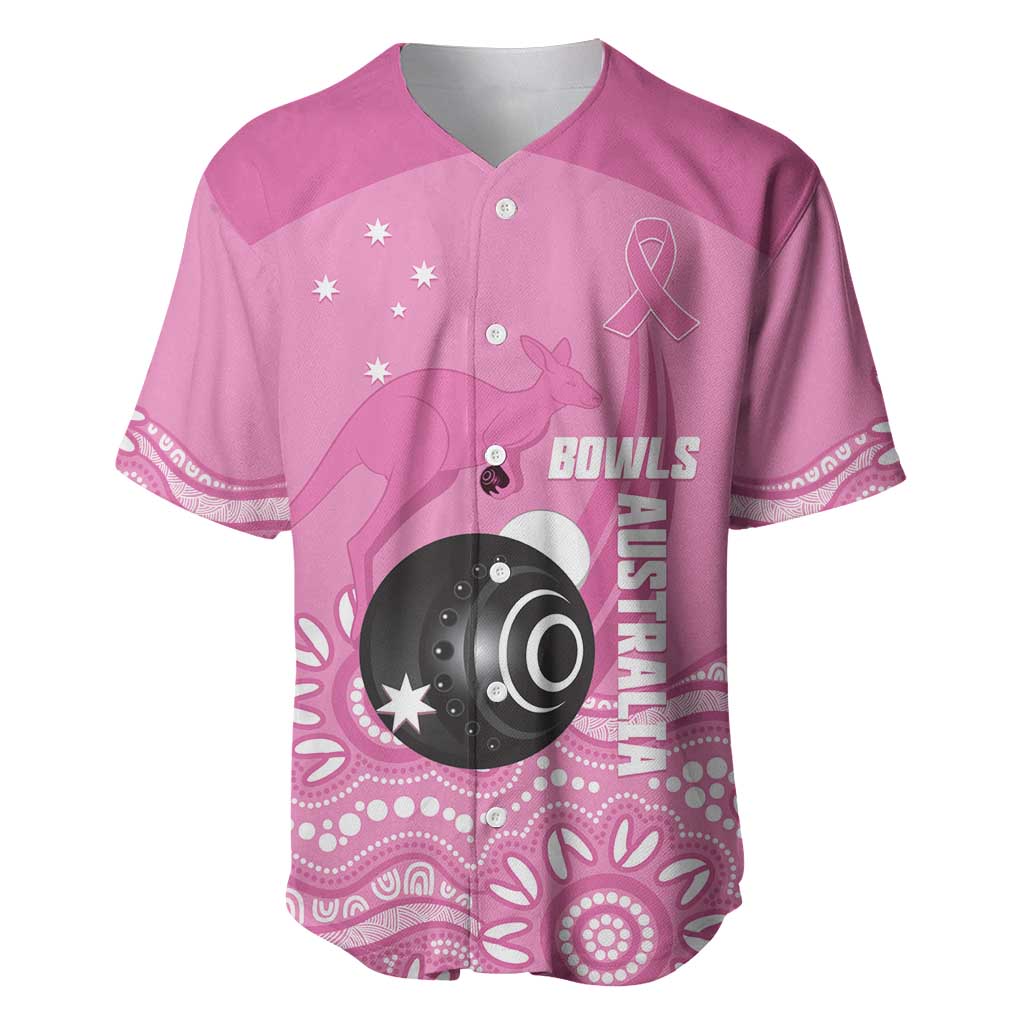Custom Bowls Australia Breast Cancer Baseball Jersey Pink Ribbon Kangaroo Aboriginal Art - Aussie Hoodie