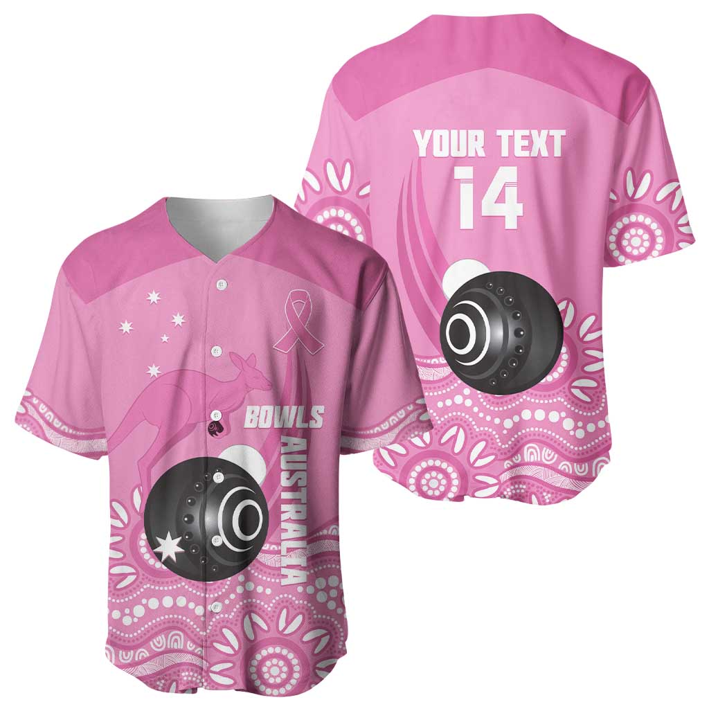 Custom Bowls Australia Breast Cancer Baseball Jersey Pink Ribbon Kangaroo Aboriginal Art - Aussie Hoodie