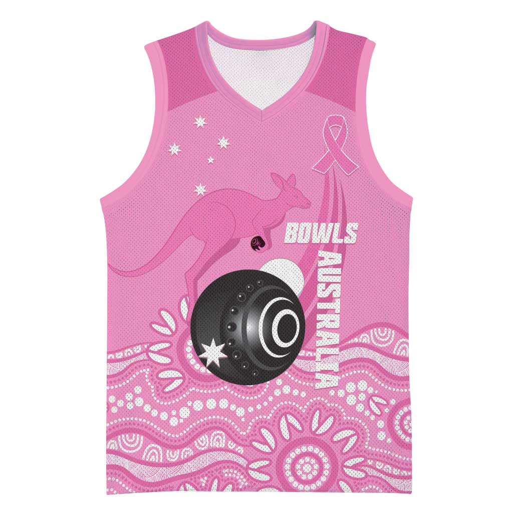 Custom Bowls Australia Breast Cancer Basketball Jersey Pink Ribbon Kangaroo Aboriginal Art - Aussie Hoodie
