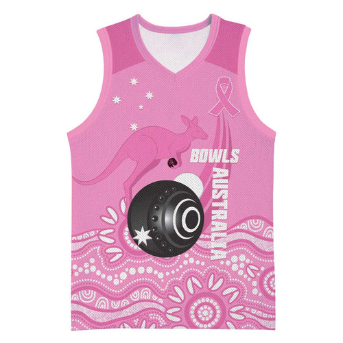 Custom Bowls Australia Breast Cancer Basketball Jersey Pink Ribbon Kangaroo Aboriginal Art - Aussie Hoodie