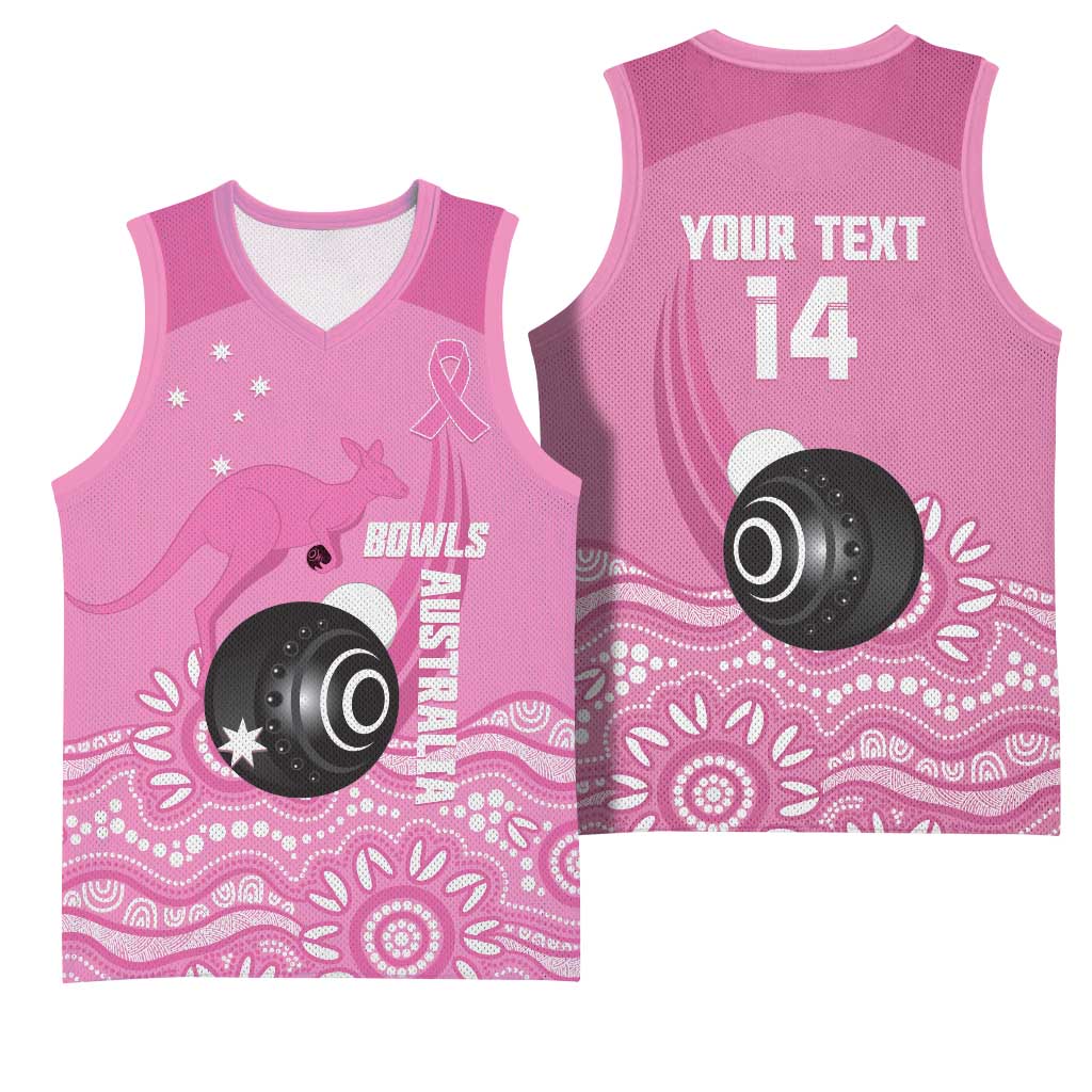 Custom Bowls Australia Breast Cancer Basketball Jersey Pink Ribbon Kangaroo Aboriginal Art - Aussie Hoodie