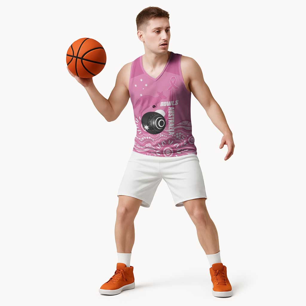 Custom Bowls Australia Breast Cancer Basketball Jersey Pink Ribbon Kangaroo Aboriginal Art - Aussie Hoodie