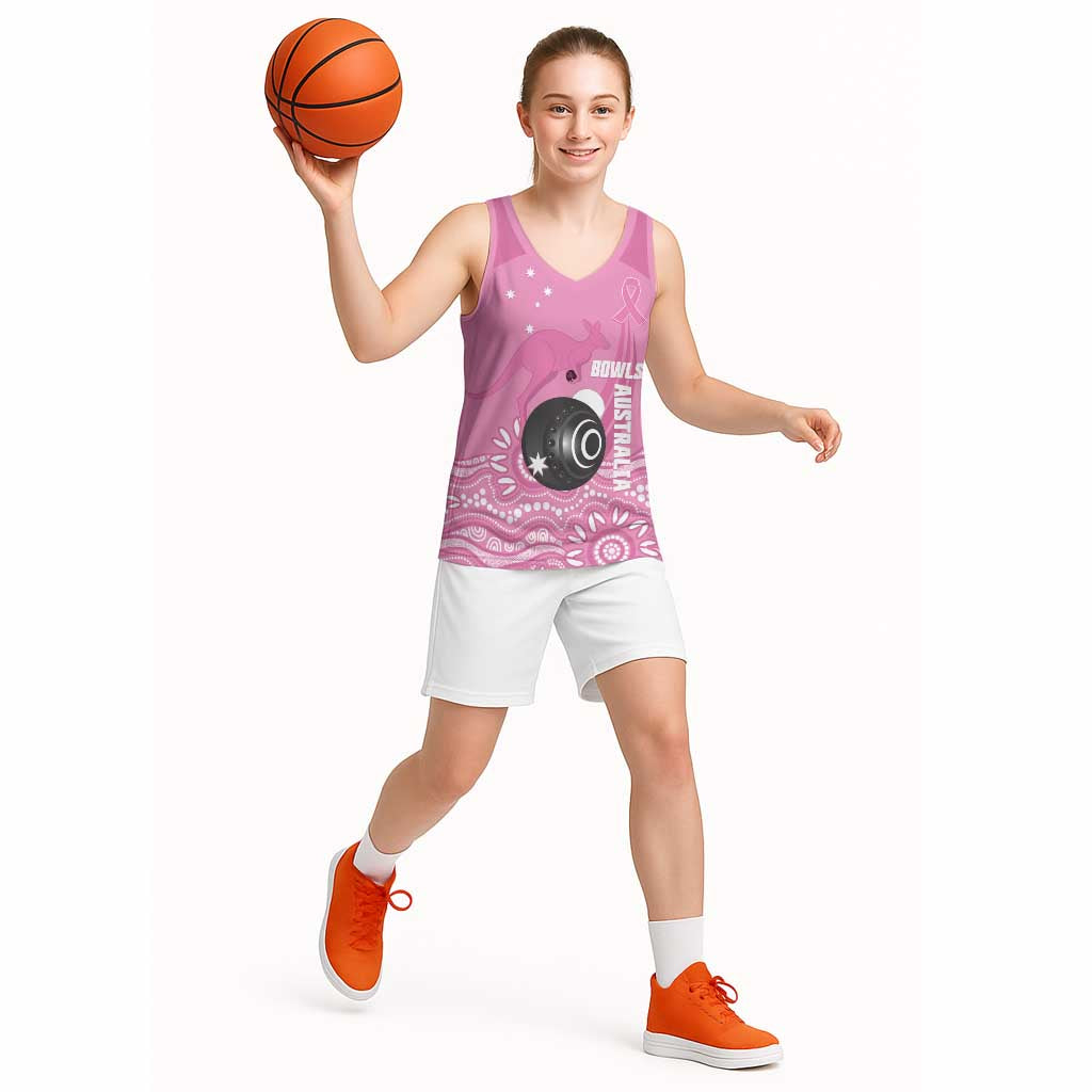 Custom Bowls Australia Breast Cancer Basketball Jersey Pink Ribbon Kangaroo Aboriginal Art - Aussie Hoodie