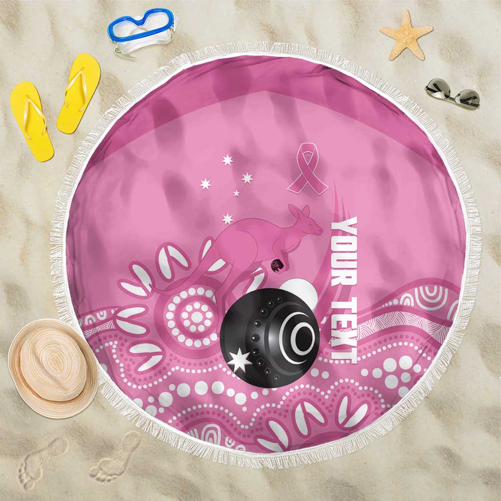 Custom Bowls Australia Breast Cancer Beach Blanket Pink Ribbon Kangaroo Aboriginal Art - Aussie Hoodie