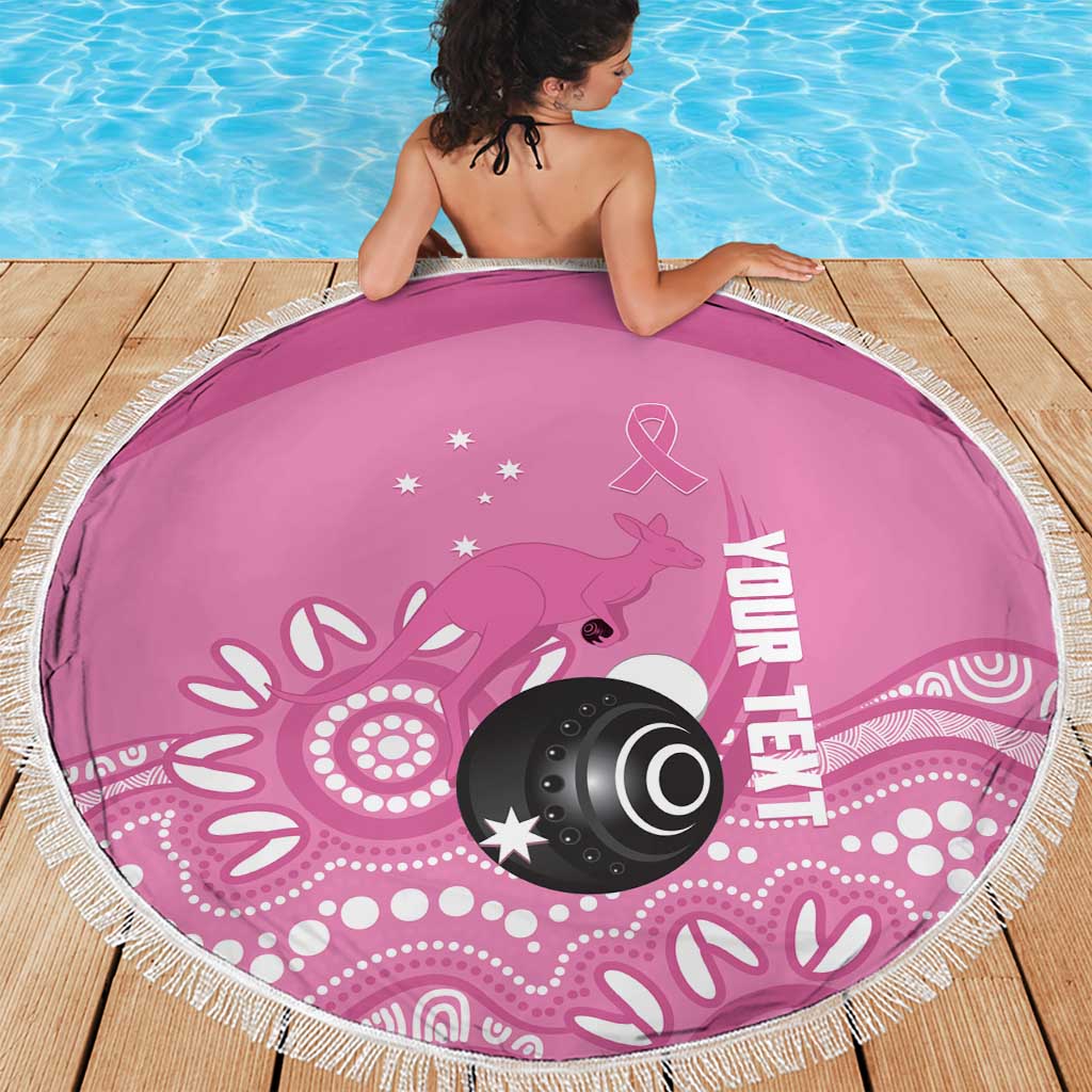 Custom Bowls Australia Breast Cancer Beach Blanket Pink Ribbon Kangaroo Aboriginal Art - Aussie Hoodie