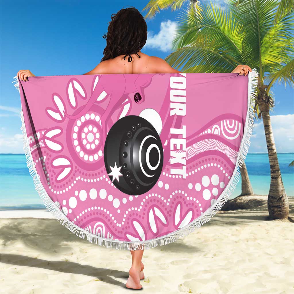 Custom Bowls Australia Breast Cancer Beach Blanket Pink Ribbon Kangaroo Aboriginal Art - Aussie Hoodie