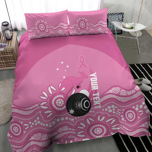 Custom Bowls Australia Breast Cancer Bedding Set Pink Ribbon Kangaroo Aboriginal Art - Aussie Hoodie