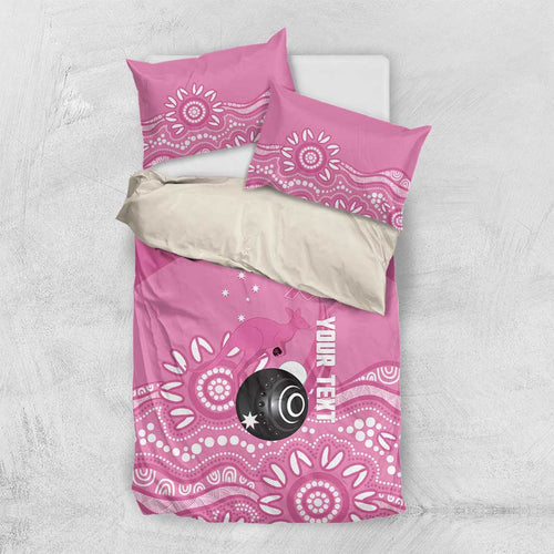 Custom Bowls Australia Breast Cancer Bedding Set Pink Ribbon Kangaroo Aboriginal Art - Aussie Hoodie